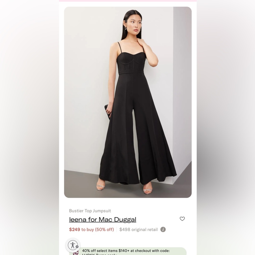Mac Duggal Black Bustier Wide-Leg Jumpsuit